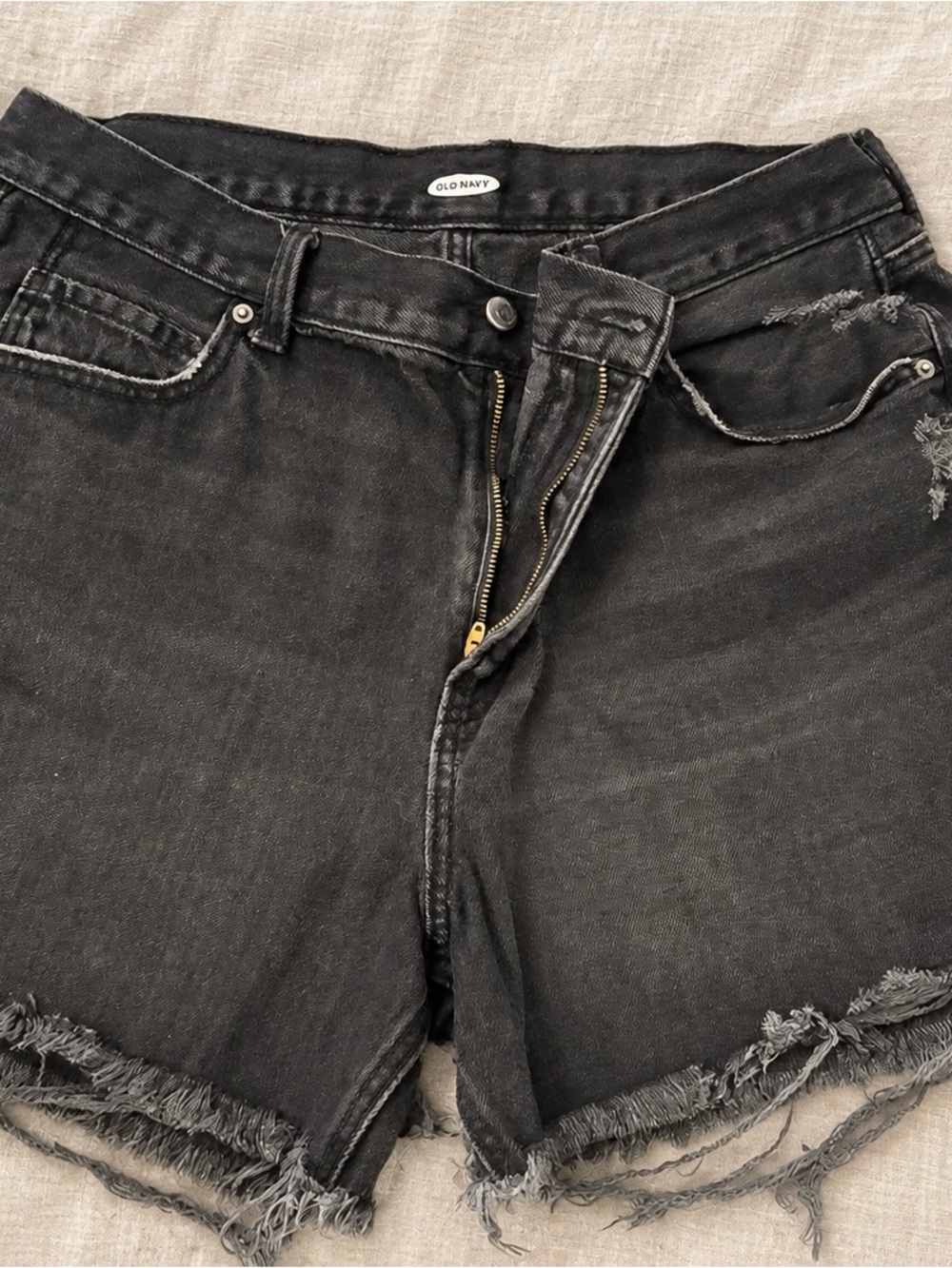 Old Navy Black Frayed Hem Denim Shorts